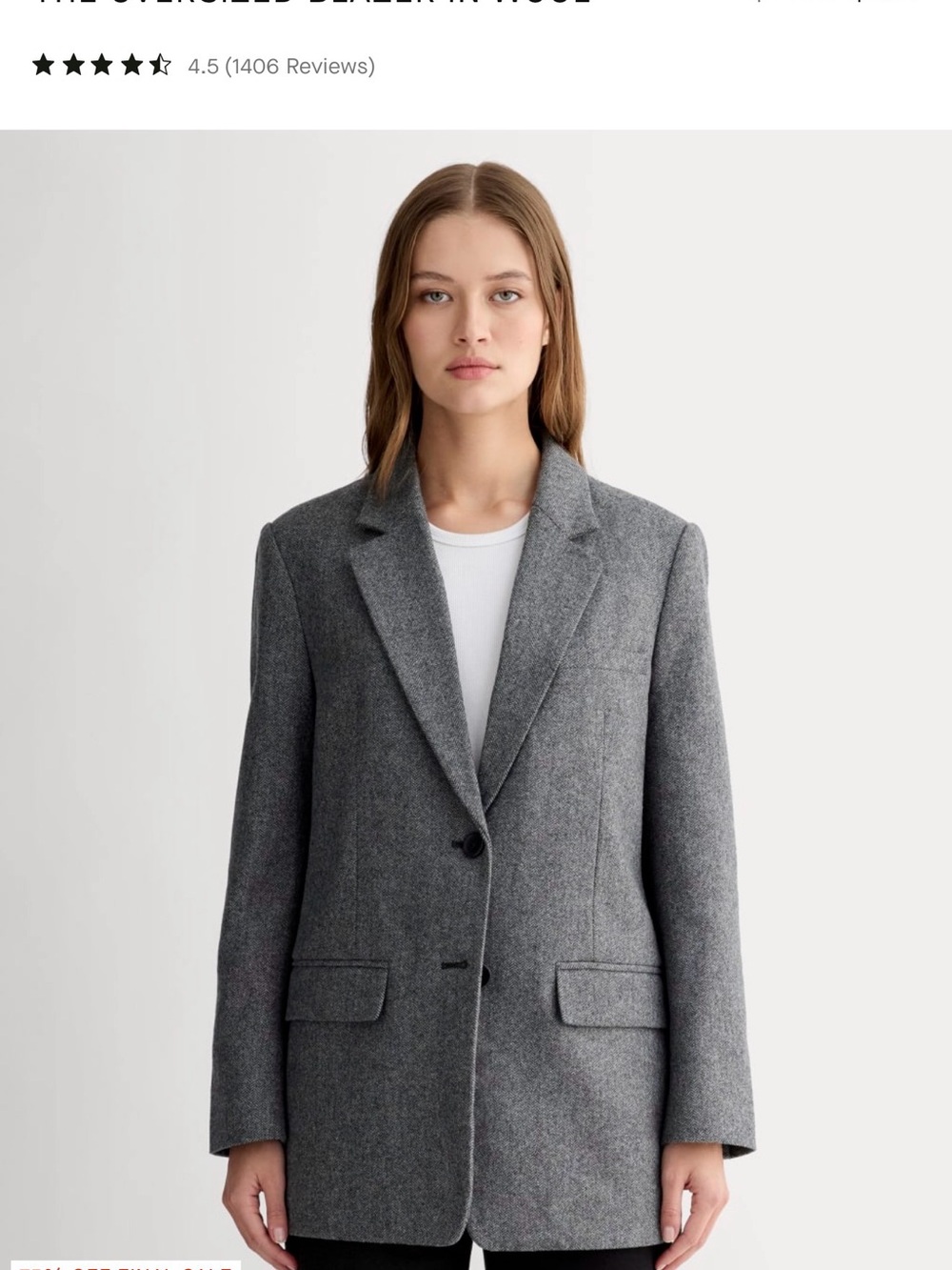 Everlane Women’s Oversized Charcoal Gray Single-Button Wool Mix Blazer- Size 8